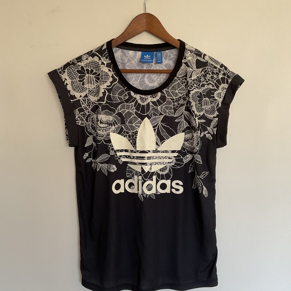 Adidas Black Cap Sleeve Graphic Tee